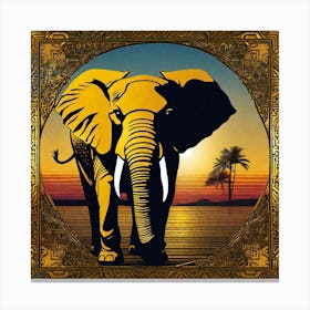 Elephant At Sunset 4 Canvas Print