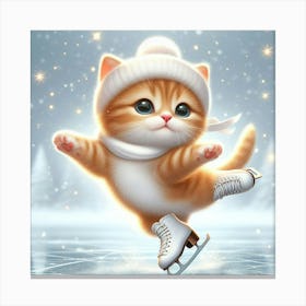 Ice Skating Kitten 1 Canvas Print