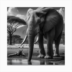 Elephant In The Savannah 2 Canvas Print