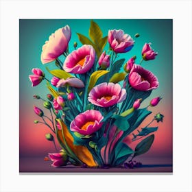 Flowers Beautiful Sketch Art Piece 3d Render P Canvas Print