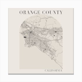 Orange County California Boho Minimal Arch Full Beige Color Street Map Canvas Print