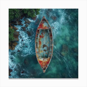 Rusty Boat In The Sea Canvas Print