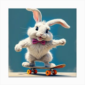 Bunny On Skateboard 3 Canvas Print