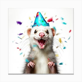 Ferret In A Party Hat 1 Canvas Print