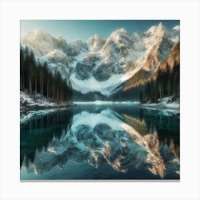 Reflection Of Mountains In A Lake 2 Canvas Print