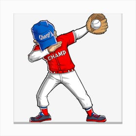 Dabbing Baseball Player Catcher Pitcher Funny Boys Men Sport Canvas Print