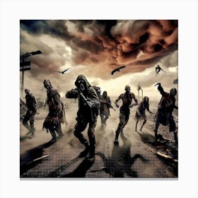 Zombies On The Road Canvas Print