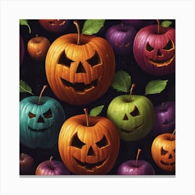 Halloween Pumpkins Seamless Pattern Canvas Print