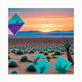 Desert Fragmented Cubism Style Canvas Print