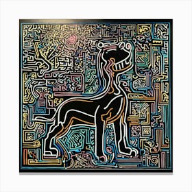 Line Art Panther By Keith Haring In Abstract Space (2) Canvas Print