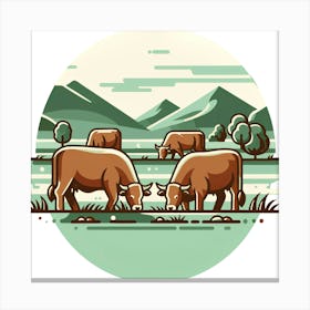 Cows In The Field Canvas Print