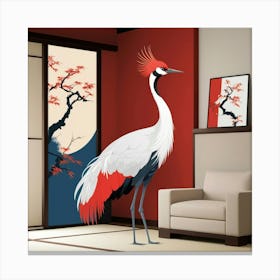 Default Japanese Red Crown Crane Bedroom Art 3 Canvas Print