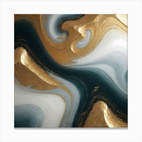 Gold And Black Abstract Painting Canvas Print