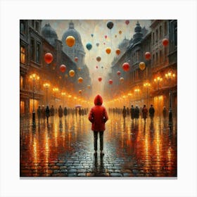 Girl With Balloons Canvas Print