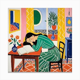 Woman Reading A Book 10 Canvas Print