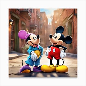 Mickey Mouse And Minnie Mouse Canvas Print