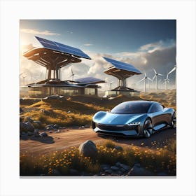 Futuristic Electric Car Canvas Print