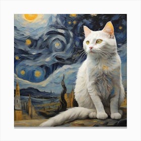 Starry Night Cat Canvas Print