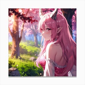 Anime Girl With Horns Canvas Print