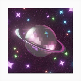 Space Saturn Disco Ball Canvas Print