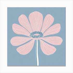 A White And Pink Flower In Minimalist Style Square Composition 493 Canvas Print