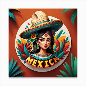 Mexican Girl In Sombrero 1 Canvas Print
