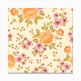 Peony Flower Pattern Background Canvas Print