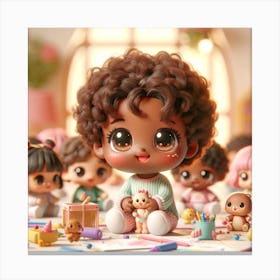 Girl With Dolls Canvas Print