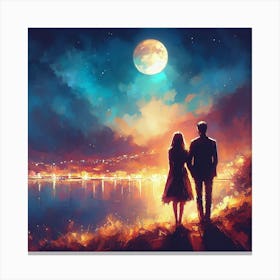 Couple In The Moonlight 1 Canvas Print