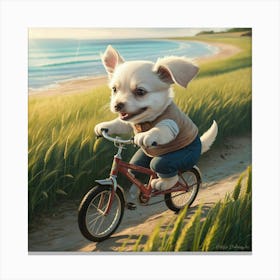 An Adorable Illustration Of puppy A White Canvas Print