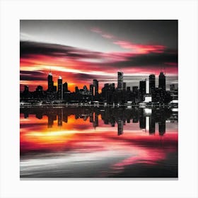 Chicago Skyline At Sunset 2 Canvas Print