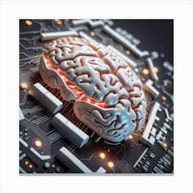 Brain On Circuit Board 1 Canvas Print