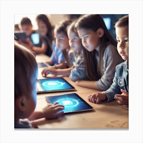 Children Using Ipads Canvas Print