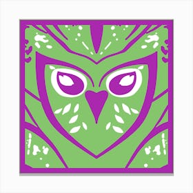 Chic Owl Pink And Green  Canvas Print