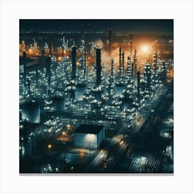 Oil Refinery At Night Canvas Print