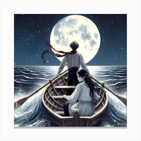 Oaring in the night 1 Canvas Print