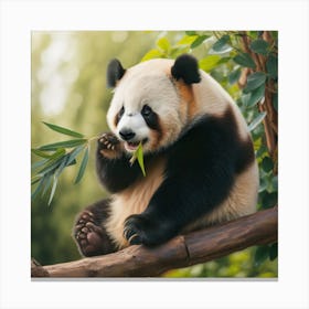 Panda Bear Eating Bamboo 3 Canvas Print