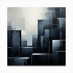 Abstract Cityscape, black and white colors Produce A Monochromatic Abstract Artwork Overlapping Squares And Rectangles Canvas Print