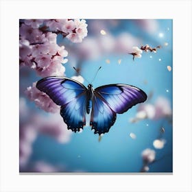 Butterfly On Cherry Blossoms 5 Canvas Print
