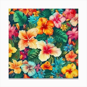 Hawaiian Floral Pattern Canvas Print