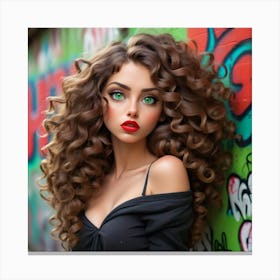 Beautiful Girl With Curly Hair 2 Canvas Print