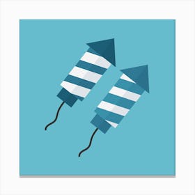 Firework Rockets Icon In Flat Design Canvas Print