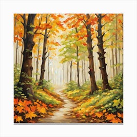 Forest In Autumn In Minimalist Style Square Composition 106 Canvas Print