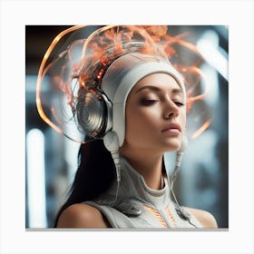 Futuristic Woman With Headphones 1 Canvas Print