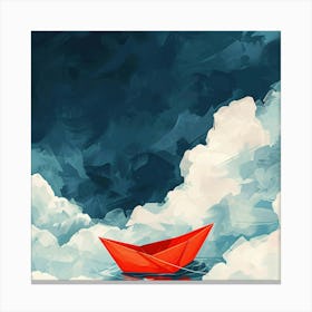 Paper Boat In The Clouds Canvas Print