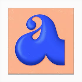 Retro Bubbly 70s Typography Letter A Blue Canvas Print