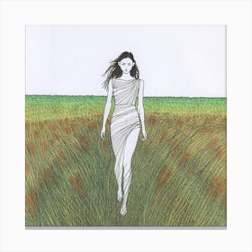 Girl In A Field 5 Canvas Print