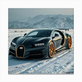 Bugatti Chiron on Snowy Mountain Road Canvas Print