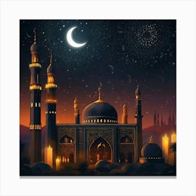 Islamic Mosque At Night Canvas Print