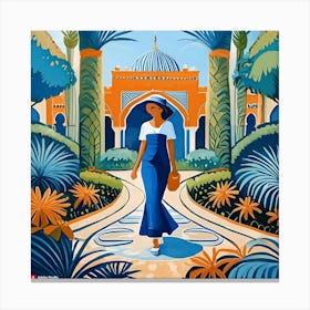 Jardin Majorelle Morocco Modern Blue Illustration 5 Art Print 60744 Canvas Print